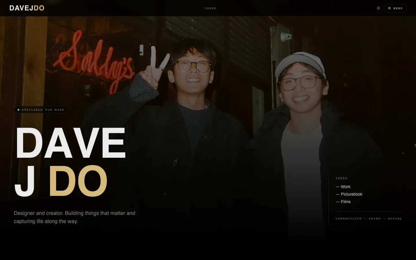 Dave J Do homepage on a desktop browser