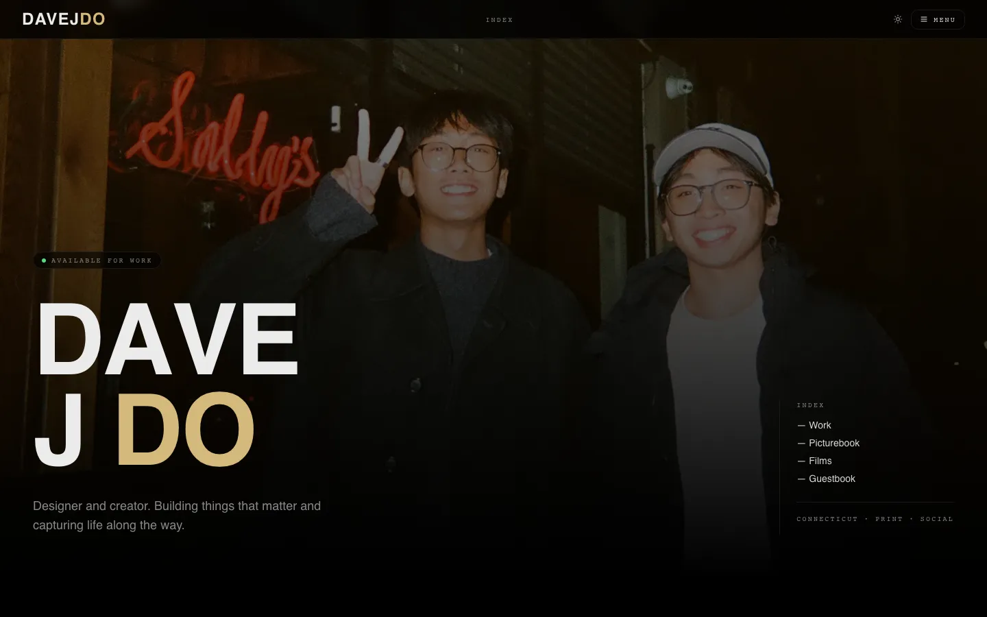 Dave J Do homepage on a desktop browser