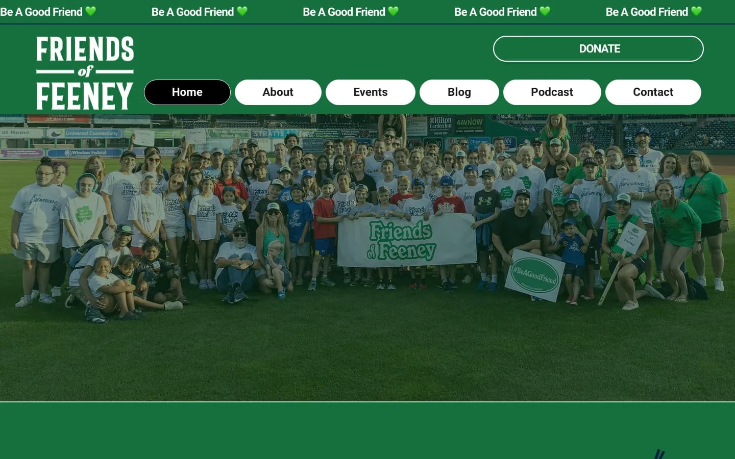 Friends of Feeney homepage on a desktop browser: Current site