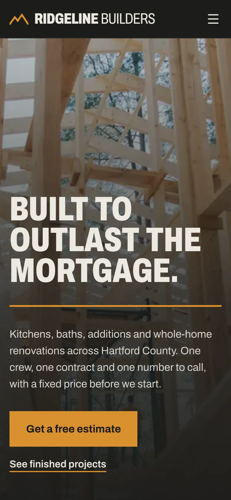 Ridgeline Builders, a site for a contractor or landscaper